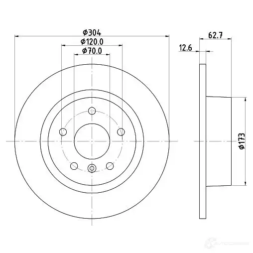 Тормозной диск HELLA 502 48 8DD 355 106-371 YQJTEIA 31204 - Изображение 1