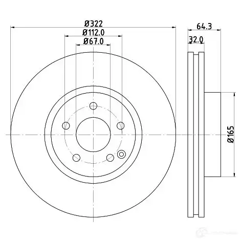 Тормозной диск HELLA 32450 C9TZ5IG 54 635PRO 8DD 355 118-931 изображение 0