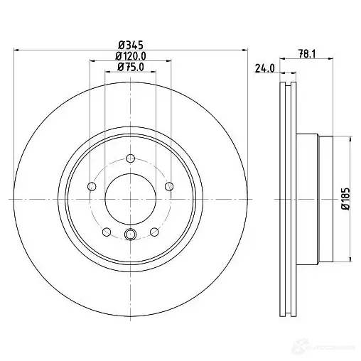 Тормозной диск HELLA 32335 LNI6NN 54612PR O 8DD 355 117-761 изображение 0