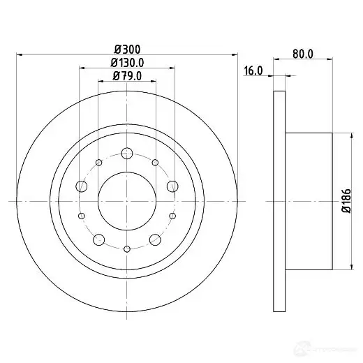 Тормозной диск HELLA 9RZQIG 545 76 8DD 355 113-731 31939 - Изображение 1