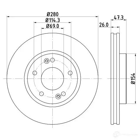 Тормозной диск HELLA WTQJC6 54 339PRO_HC 8dd355129711 1193339285