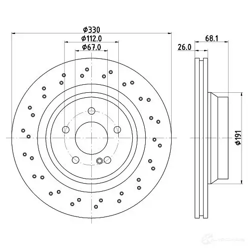 Тормозной диск HELLA DWIHB 32878 54200P RO_HC 8DD 355 127-931 - Изображение 1
