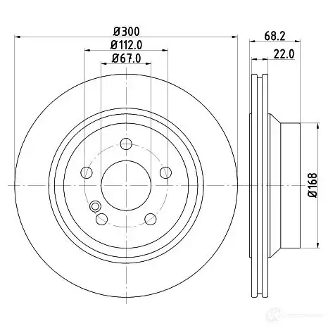 Тормозной диск HELLA 5 4155PRO_HC 1193339294 P00X1 8DD 355 129-791 изображение 3
