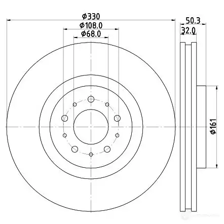 Тормозной диск HELLA 54781PR O 8DD 355 115-591 KJH8NQB 32123 - Изображение 1