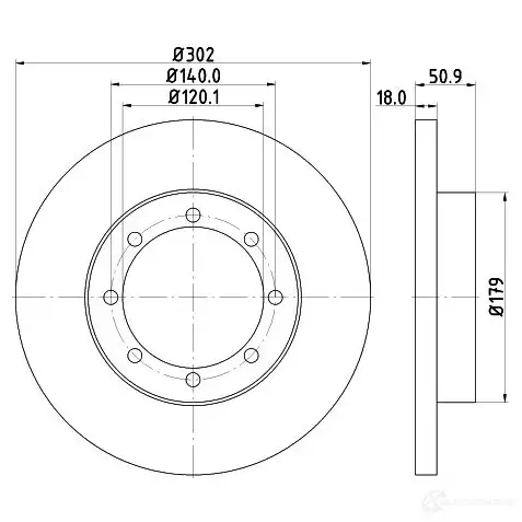 Тормозной диск HELLA 55 308 PH50KJV 32288 8DD 355 117-281 изображение 0