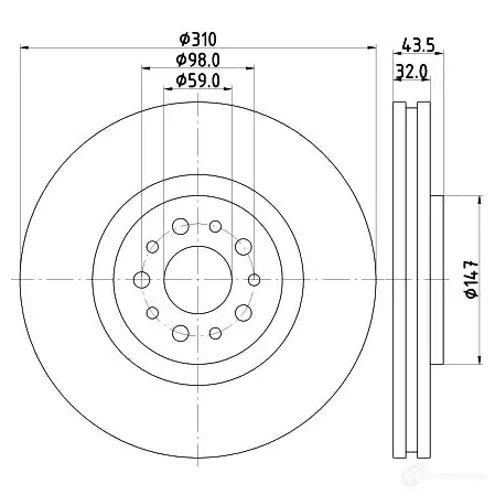 Тормозной диск HELLA 28ASTP 8DD 355 109-131 5418 1 31480 - Изображение 1