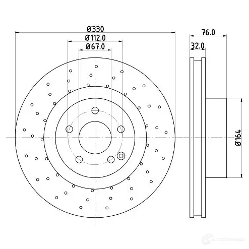 Тормозной диск HELLA 8DD 355 106-851 PGML8 31252 5 0269PRO - Изображение 1