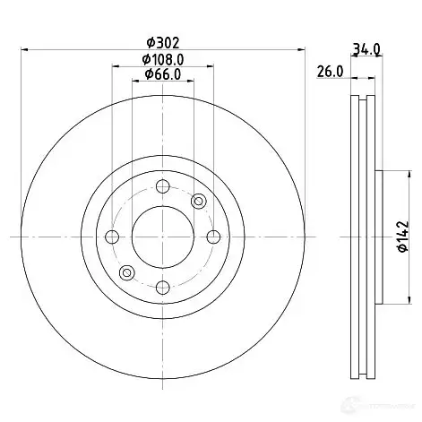 Тормозной диск HELLA 5 4332PRO 8DD 355 111-321 3KKPOBB 31698 - Изображение 1