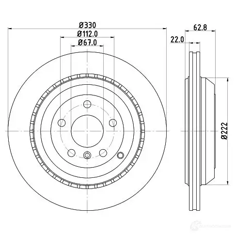 Тормозной диск HELLA 545 09PRO_HC 8DD 355 128-611 1193339173 F06KD - Изображение 1