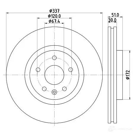 Тормозной диск HELLA 8DD 355 116-051 548 71PRO 32168 TNOYVJ изображение 0