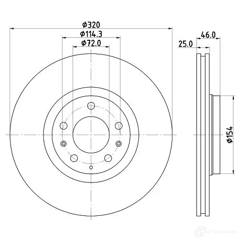 Тормозной диск HELLA I2CW3 8DD 355 114-491 32014 546 63 изображение 0