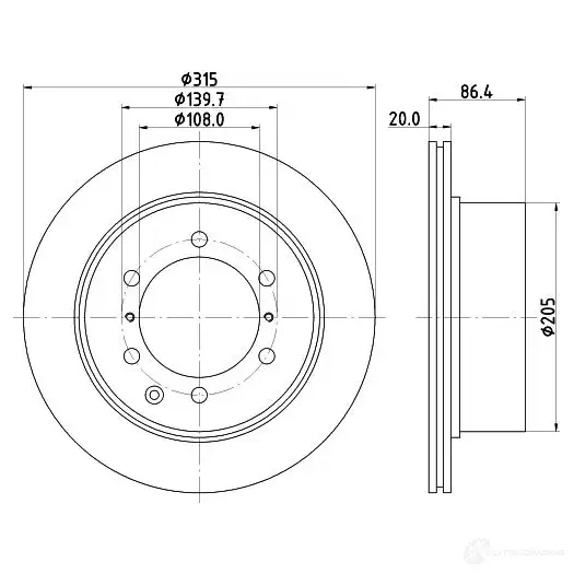 Тормозной диск HELLA 8DD 355 118-141 1I9BO1 32372 54467P RO - Изображение 1