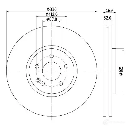 Тормозной диск HELLA 2325G 32150 8DD 355 115-861 54819P RO - Изображение 1