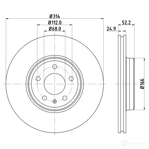 Тормозной диск HELLA 74PJE 8DD 355 113-881 31954 54 599PRO изображение 0