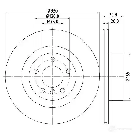 Тормозной диск HELLA 1193339296 55563PRO_H C WM6VF99 8DD 355 129-811 изображение 3