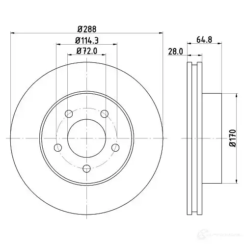 Тормозной диск HELLA 8DD 355 127-901 54197PRO _HC EFPVNW 32877 изображение 0