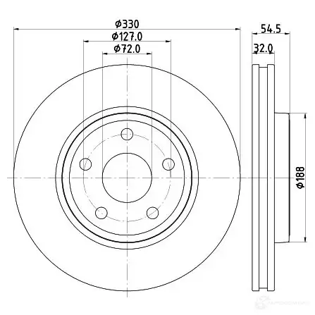 Тормозной диск HELLA 8DD 355 122-681 55 748PRO TF06L 32750 изображение 0