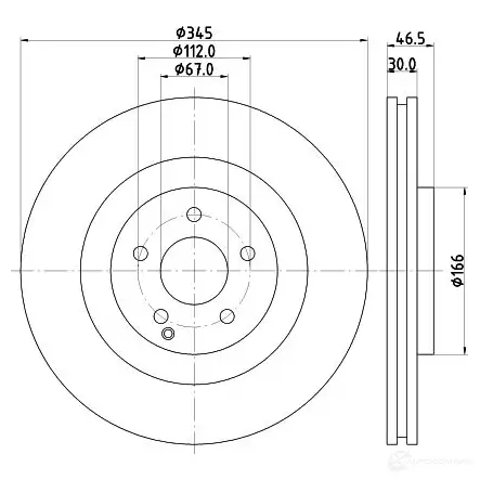 Тормозной диск HELLA 542 36PRO 31577 8DD 355 110-111 78N9C изображение 0