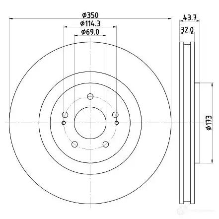 Тормозной диск HELLA BZYITX 5571 2PRO 8DD 355 122-321 32717