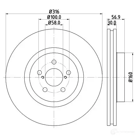 Тормозной диск HELLA 8DD 355 117-921 QXRU1 55365P RO 32350 - Изображение 1