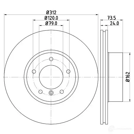 Тормозной диск HELLA 1193339204 0LKPJ 8DD 355 128-921 54761PRO_H C - Изображение 1