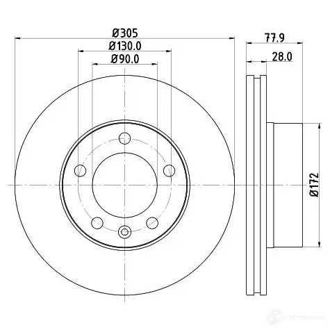 Тормозной диск HELLA 54 159PRO 31460 XJJP0 8DD 355 108-931 - Изображение 1