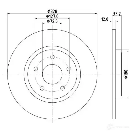Тормозной диск HELLA ZBI0VQ 1193338956 8DD 355 125-311 55860 PRO - Изображение 1