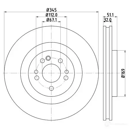 Тормозной диск HELLA 8DD 355 129-741 50297PRO_H C XFZNPQ 1193339289 - Изображение 1