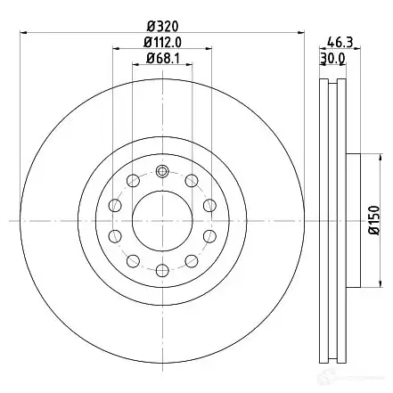 Тормозной диск HELLA VCZO6 1193339072 8dd355127591 50 316PRO_HC - Изображение 1
