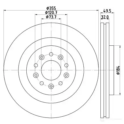 Тормозной диск HELLA VY5VLG 32919 5534 6PRO_HC 8DD 355 129-271 изображение 3