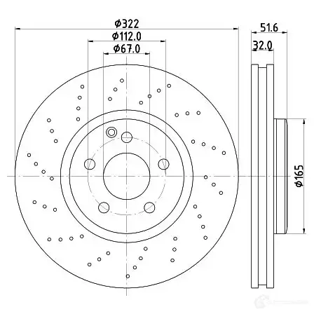 Тормозной диск HELLA 55777PRO _HC 32772 8DD 355 122-911 5BTXT изображение 0