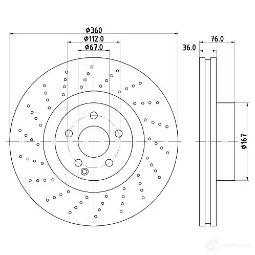 Тормозной диск HELLA 8DD 355 110-181 54 242 31584 BR9LX - Изображение 1