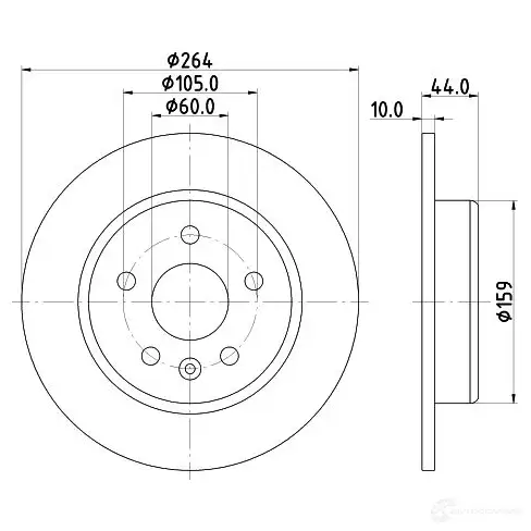 Тормозной диск HELLA 8DD 355 122-751 55753P RO 32756 Z1KFA0 - Изображение 1
