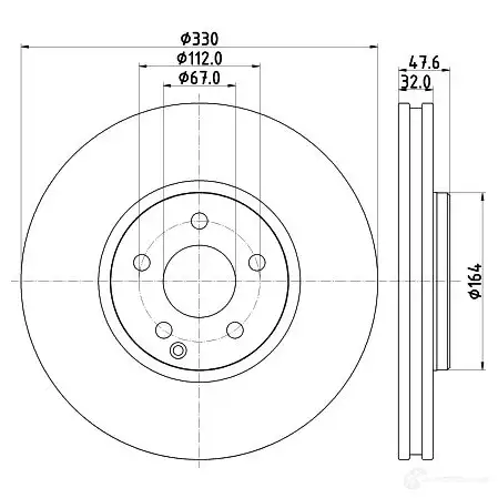 Тормозной диск HELLA 54988PRO_H C WI7JD 32609 8DD 355 120-961
