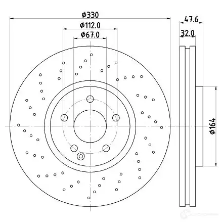 Тормозной диск HELLA 32882 54241 PRO_HC BAYXD7U 8DD 355 128-151 - Изображение 1