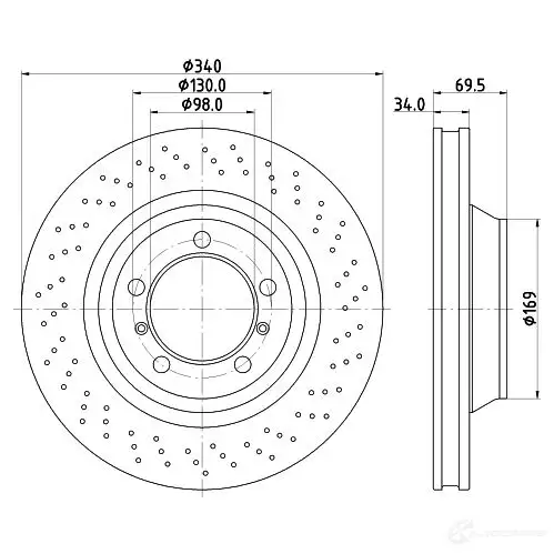 Тормозной диск HELLA 4W1EQ 98200 2879 0 1 8DD 355 126-931 1424241065 изображение 3