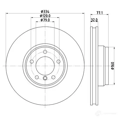 Тормозной диск HELLA 30991 8DD 355 104-241 504 34 YPF87 изображение 0