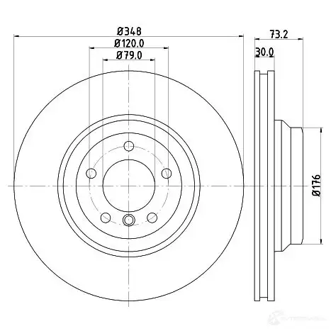 Тормозной диск HELLA 1193339179 8DD 355 128-671 5 4553PRO_HC K6KIS - Изображение 1