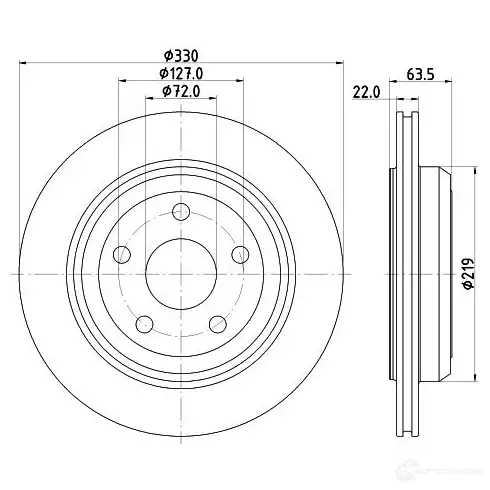 Тормозной диск HELLA 32735 8DD 355 122-511 55734 PRO 7MQIFAG изображение 3