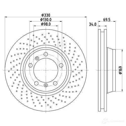 Тормозной диск HELLA 54500PRO_H C 32897 8DD 355 128-571 B9ZA0VT изображение 0