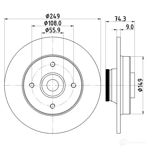 Тормозной диск HELLA 32808 8DD 355 123-301 IDGLL92 54 941PRO