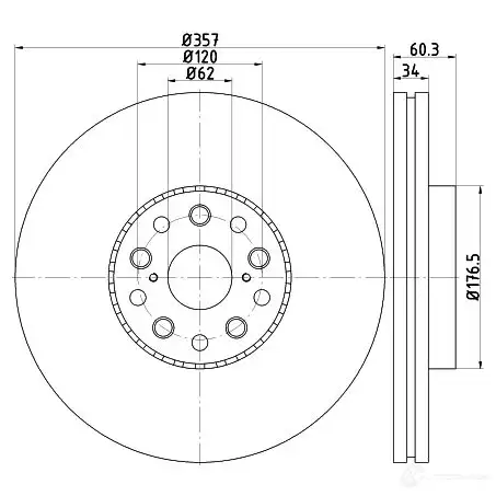 Тормозной диск HELLA 552 42PRO GI94NM 32251 8DD 355 116-911 - Изображение 1