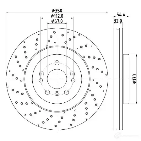 Тормозной диск HELLA 8DD 355 122-541 YSV0Y 55544PR O_HC 32738 - Изображение 1