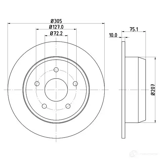 Тормозной диск HELLA 5 4137 W27G4 31428 8DD 355 108-611 изображение 0