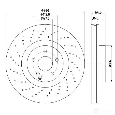 Тормозной диск HELLA 8DD 355 127-961 32880 X7E80H 54203PR O_HC - Изображение 1
