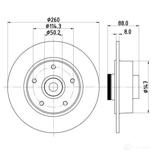 Тормозной диск HELLA 54960 PRO G6HON97 8DD 355 123-311 32809 изображение 3