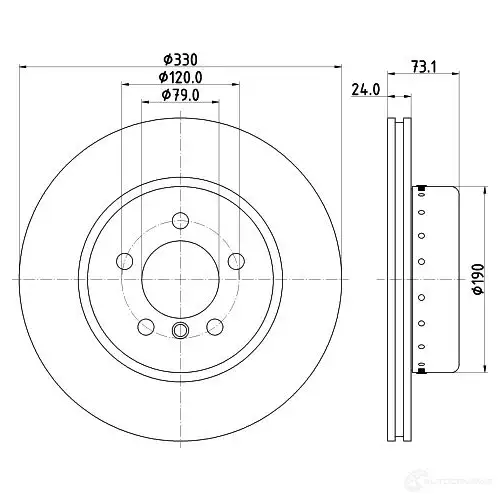 Тормозной диск HELLA 8DD 355 120-761 32589 65139PRO_ HC CI00US - Изображение 1