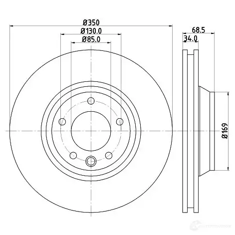 Тормозной диск HELLA 1193339119 8DD 355 128-071 T08W8 5 4218PRO_HC