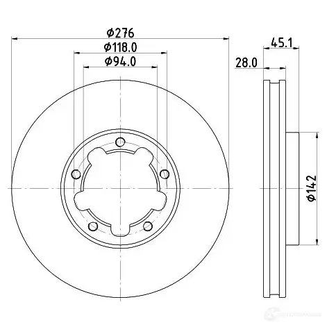 Тормозной диск HELLA NN3 XV0 8DD 355 133-431 1437483487