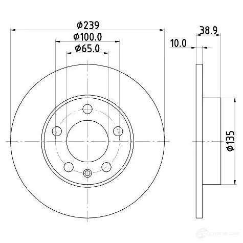 Тормозной диск HELLA 0KUR3 8dd355105701 31137 5022 4 - Изображение 1